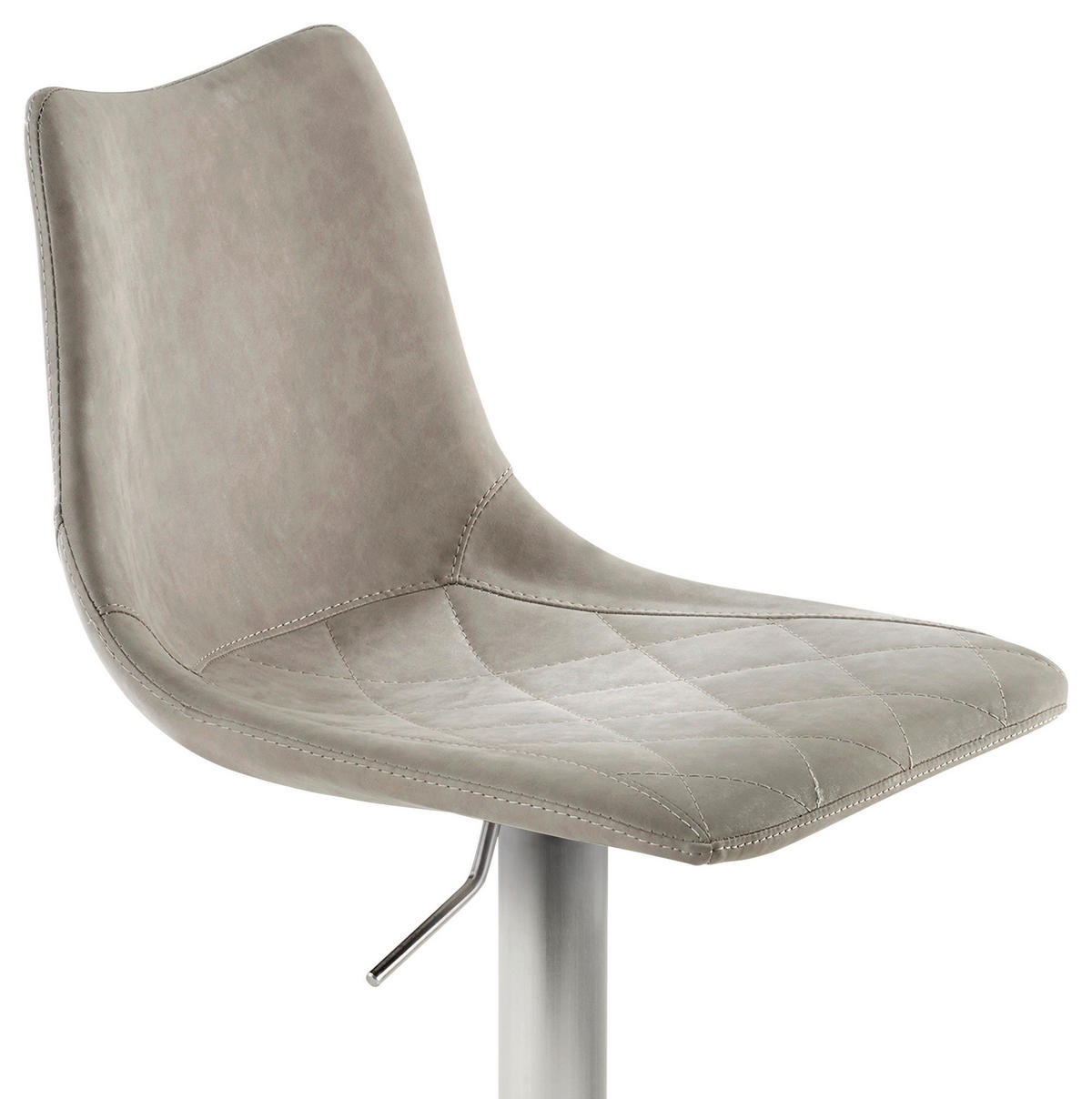 BARHOCKER Lederlook Grau Edelstahl Buche Schichtholz Sitzfläche 360° drehbar, abwischbar  - Edelstahlfarben/Grau, KONVENTIONELL, Holz/Textil (43/85-110/50cm) - Livetastic