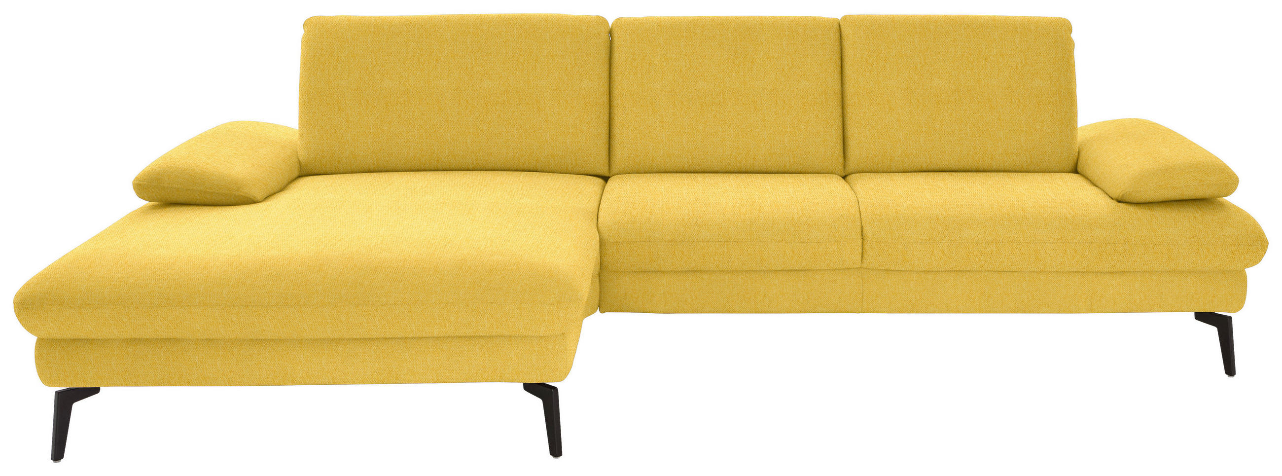 ECKSOFA in Chenille, Mikrofaser Gelb  - Gelb/Schwarz, Design, Textil/Metall (157/299cm) - Dieter Knoll