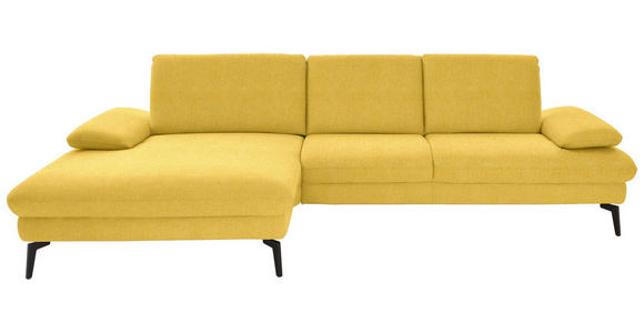 ECKSOFA in Chenille, Mikrofaser Gelb 157/299 cm - Gelb/Schwarz, Design, Textil/Metall (157/299cm) - Dieter Knoll