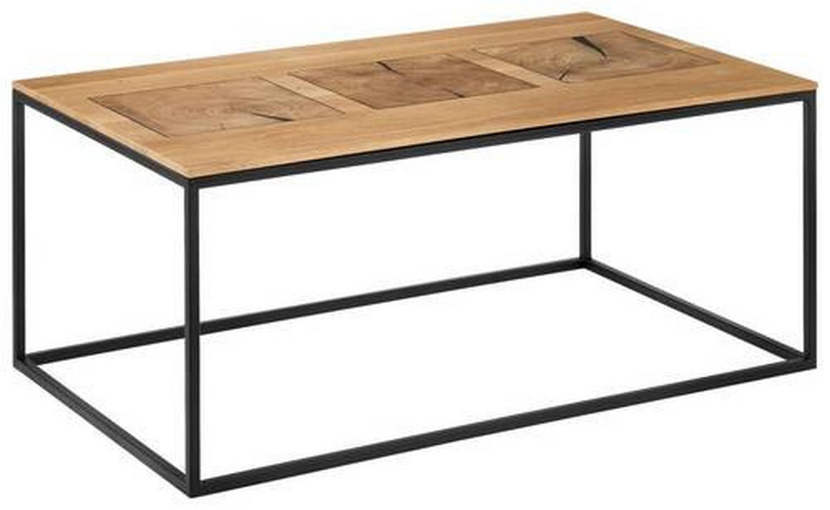 COUCHTISCH in Holz, Metall 100/60/41,5 cm  - Eichefarben/Schwarz, Design, Holz/Metall (100/60/41,5cm) - Johann Jakob