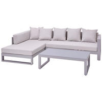 LOUNGEGARNITUR 3-teilig  180/248 cm  Aluminium  - Hellgrau, Design, Glas/Textil (180/248cm) - Amatio