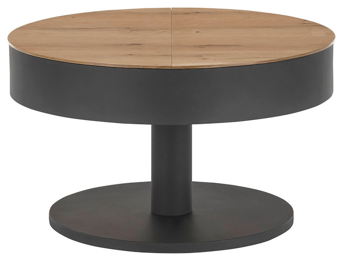 COUCHTISCH in Holz, Metall, Holzwerkstoff 79/79/46 cm  - Eichefarben/Schwarz, Design, Holz/Holzwerkstoff (79/79/46cm) - Novel