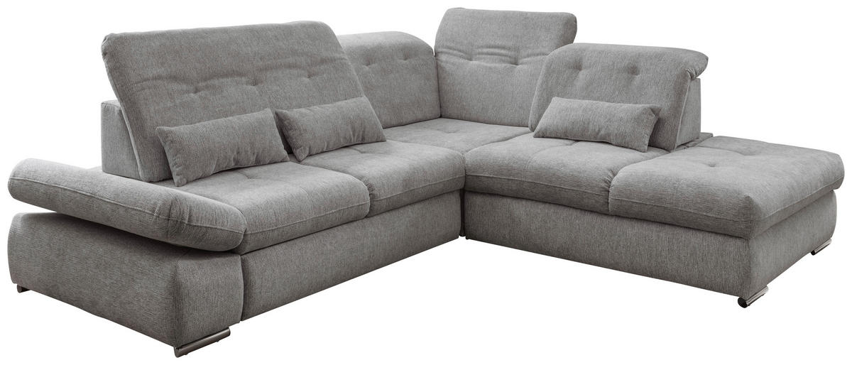 ECKSOFA in Chenille Silberfarben  - Chromfarben/Silberfarben, Design, Textil/Metall (280/254cm) - Livetastic