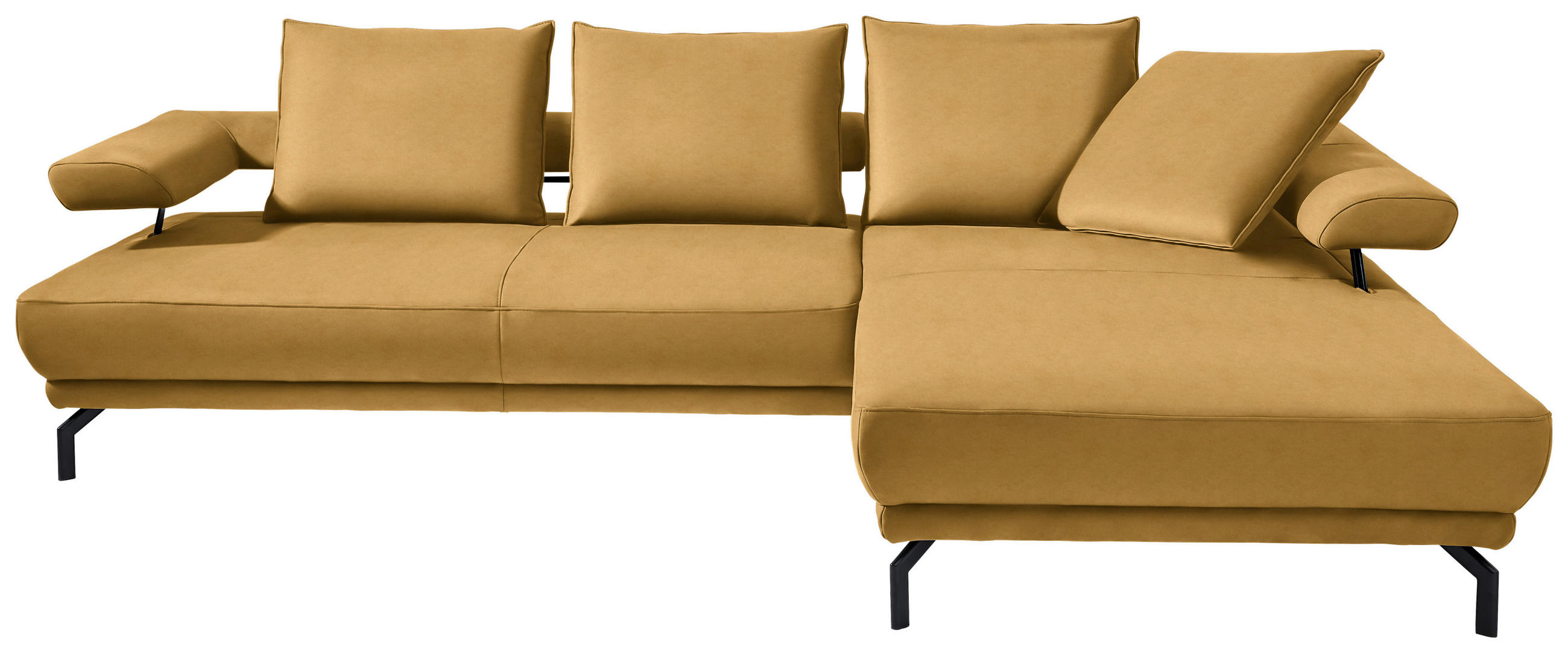 ECKSOFA in Mikrofaser Gelb  - Gelb/Schwarz, Design, Textil/Metall (305/224cm) - Dieter Knoll