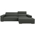 ECKSOFA DUA in Echtleder Anthrazit  293/170 cm  - Chromfarben/Anthrazit, Design, Leder/Metall (293/170cm) - Novel