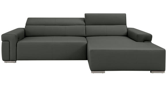 ECKSOFA DUA in Echtleder Anthrazit  293/170 cm  - Chromfarben/Anthrazit, Design, Leder/Metall (293/170cm) - Novel