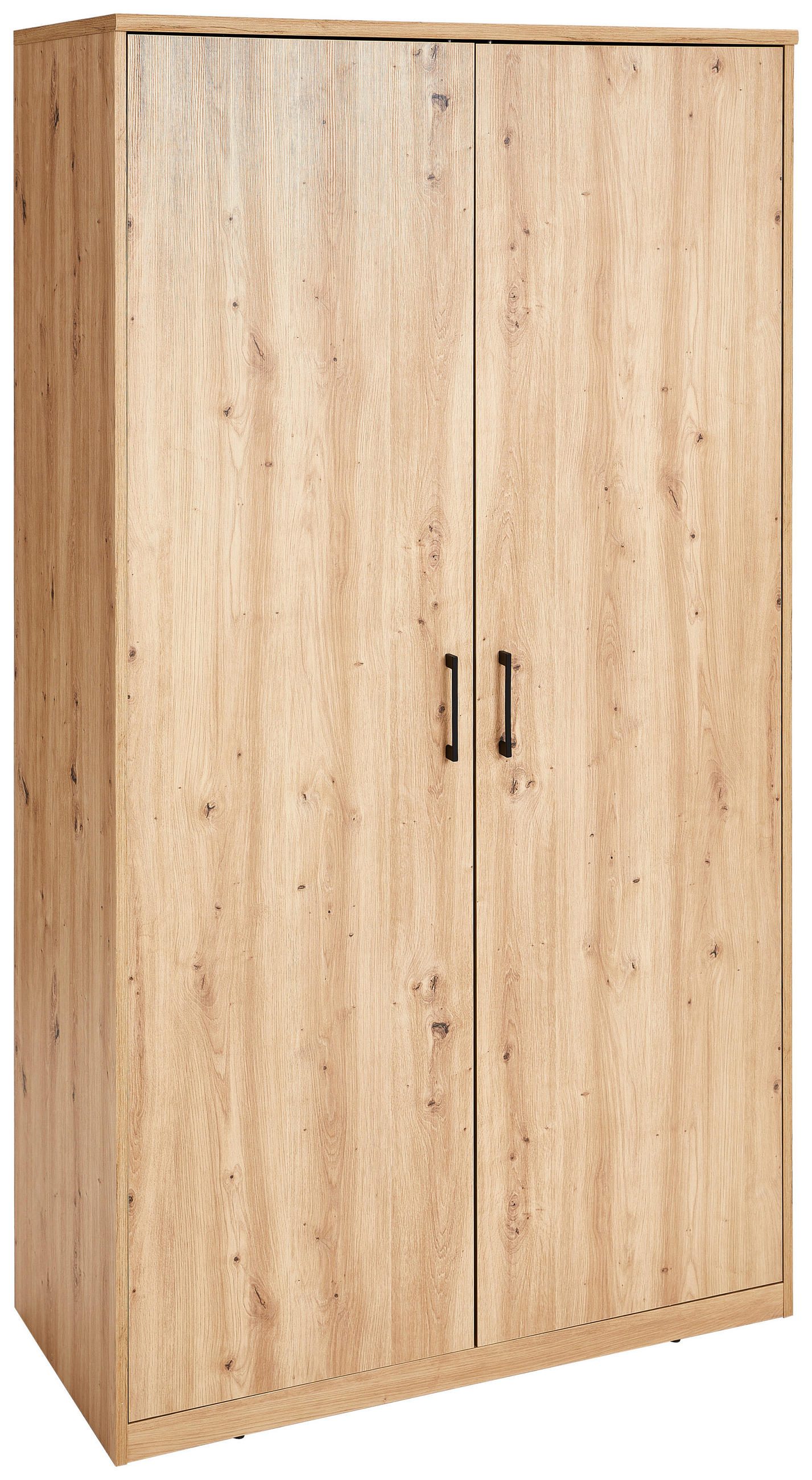 NYÍLÓAJTÓS SZEKRÉNY Artisan tölgy  - fekete/Artisan tölgy, Basics, faalapú anyag/fém (106/194/54cm) - Xora
