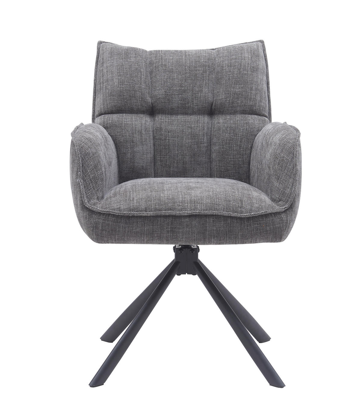ARMLEHNSTUHL-SET 2 Stück Sitzfläche 360° drehbar, automatische Rückholfunktion, gepolsterte Armlehnen Chenille  - Graphitfarben/Schwarz, MODERN, Textil/Metall (59/86/65cm) - Livetastic