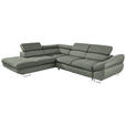 ECKSOFA in Webstoff Grau, Grün  - Grau/Grün, Design, Textil/Metall (235/280cm) - Hom`in