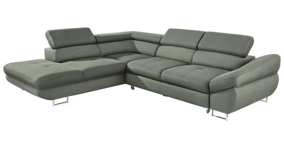 ECKSOFA in Webstoff Grau, Grün  - Grau/Grün, Design, Textil/Metall (235/280cm) - Hom`in