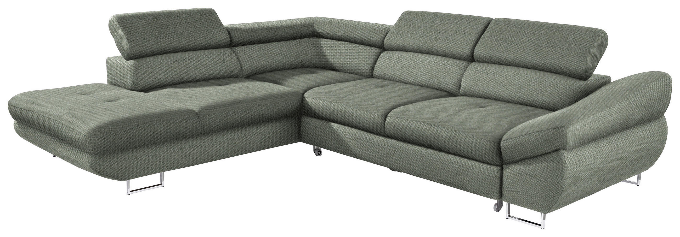 ECKSOFA in Webstoff Grau, Grün  - Grau/Grün, Design, Textil/Metall (235/280cm) - Hom`in