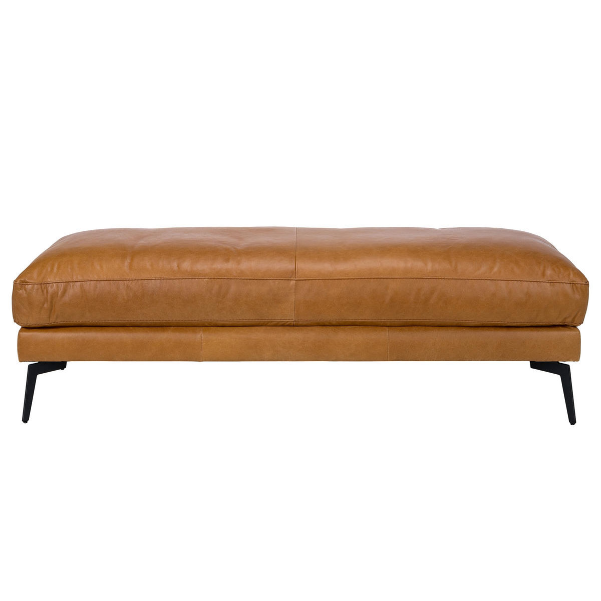 HOCKER BERLIN Echtleder Cognac  - Cognac/Schwarz, Design, Leder/Metall (163/46/62cm) - Livetastic