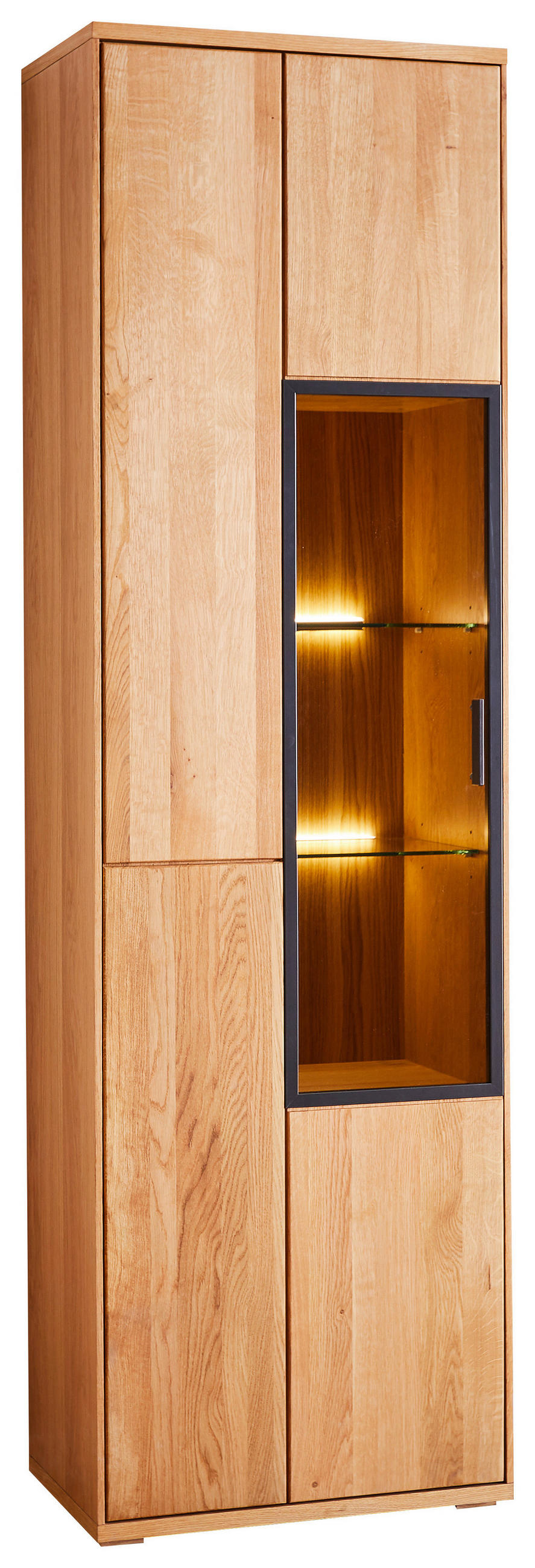 VITRINE in furniert, massiv, teilmassiv Wildeiche Eichefarben  - Dunkelgrau/Eichefarben, KONVENTIONELL, Glas/Holz (60/204/38cm) - Cantus