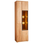 VITRINE in furniert, massiv, teilmassiv Wildeiche Eichefarben  - Dunkelgrau/Eichefarben, KONVENTIONELL, Glas/Holz (60/204/38cm) - Cantus