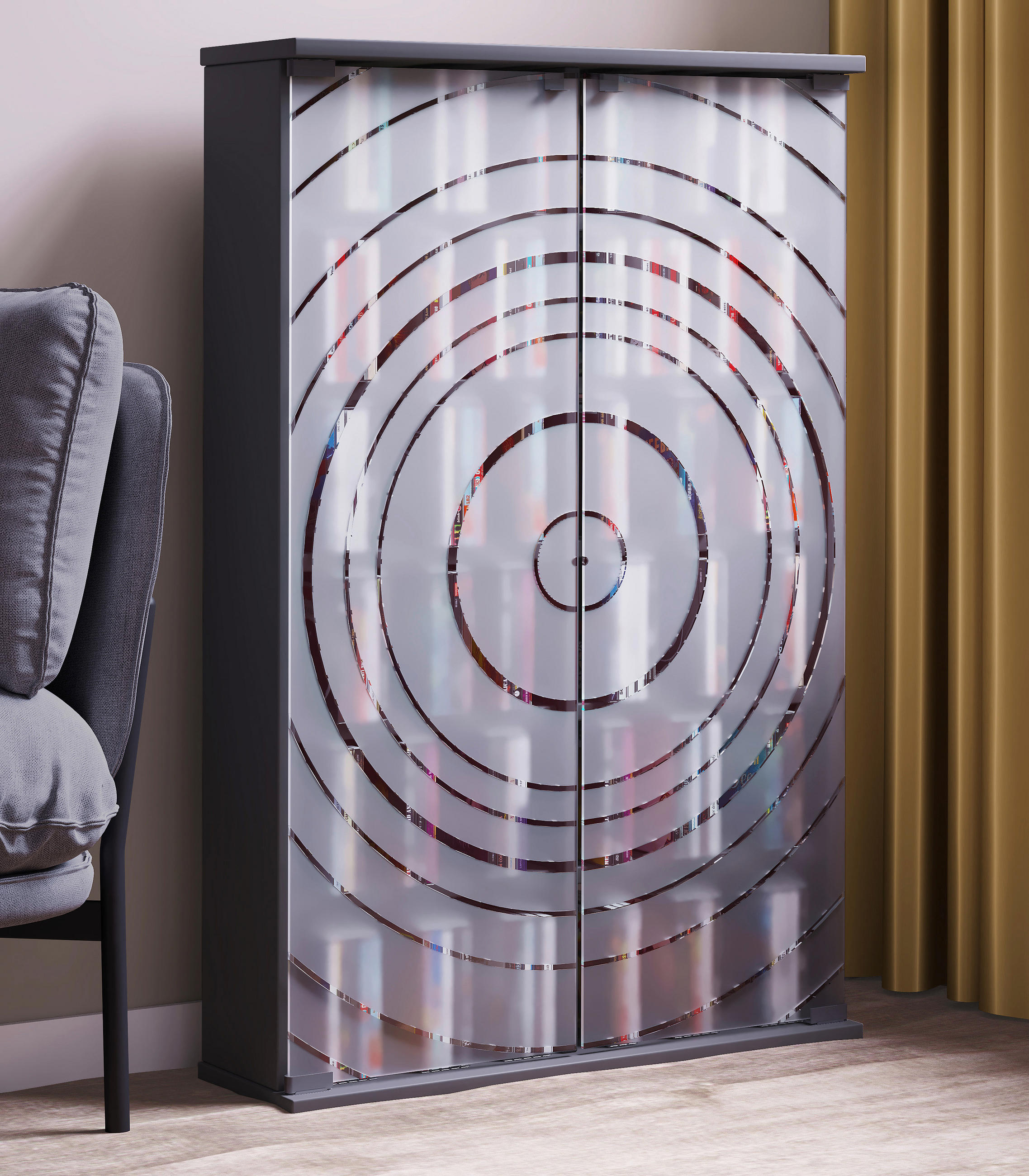 CD-HYLLA 60/92/18 cm  - antracit, Design, trämaterial/glas (60/92/18cm) - MID.YOU