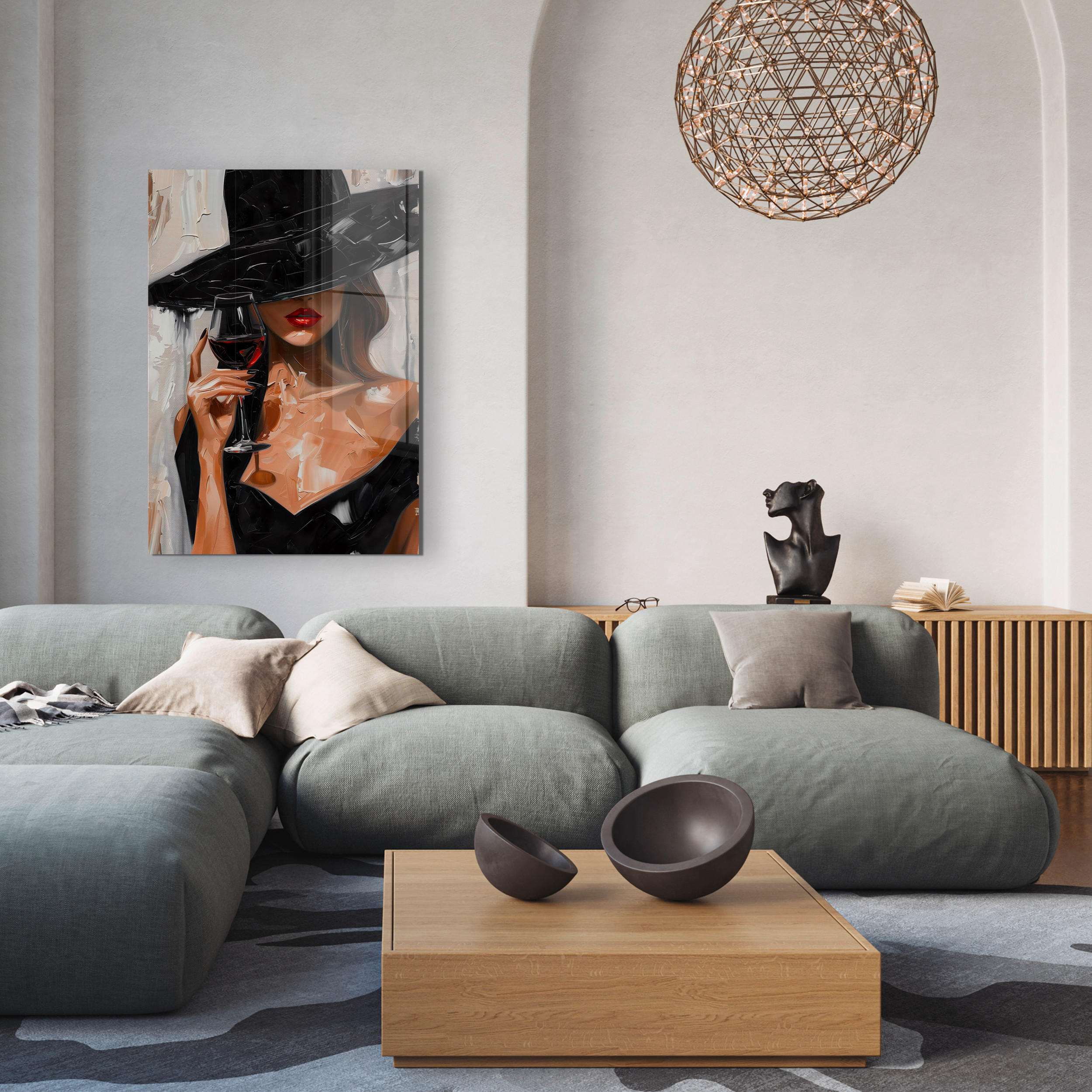 GLASBILD 80/120 cm  - Beige/Rot, Basics, Glas/Papier (80/120cm) - Monee