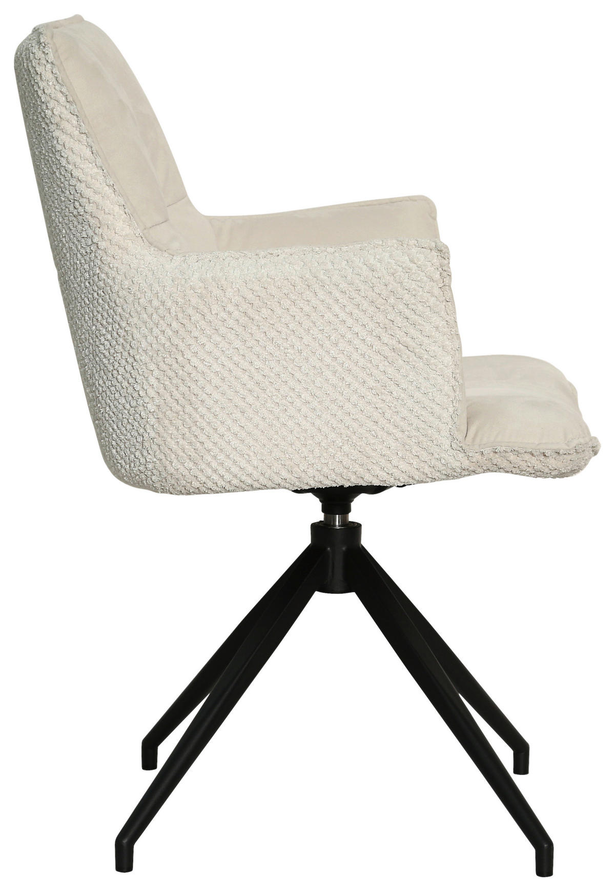 ARMLEHNSTUHL  in Eisen Mikrofaser, Teddystoff  - Beige/Schwarz, Design, Textil/Metall (59/90/62,5cm) - Novel