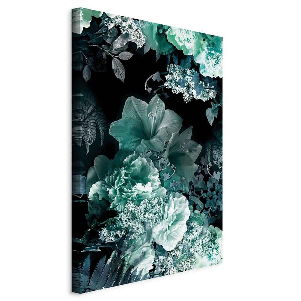 LEINWANDBILD Blumen, Blätter 40/60/1,2 cm  - Petrol/Schwarz, Basics, Holzwerkstoff/Textil (40/60/1,2cm) - artgeist