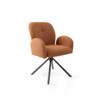 ARMLEHNSTUHL  in Stahl Webstoff, Bouclé  - Rostfarben/Schwarz, Basics, Textil/Metall (63/87/63,5cm) - Tom Tailor