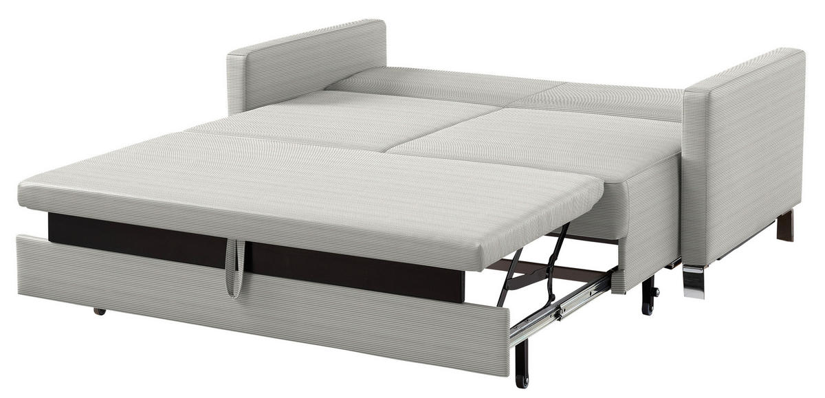 SCHLAFSOFA Feincord Grau  - Chromfarben/Grau, Design, Textil/Metall (140/90/95cm) - Bali