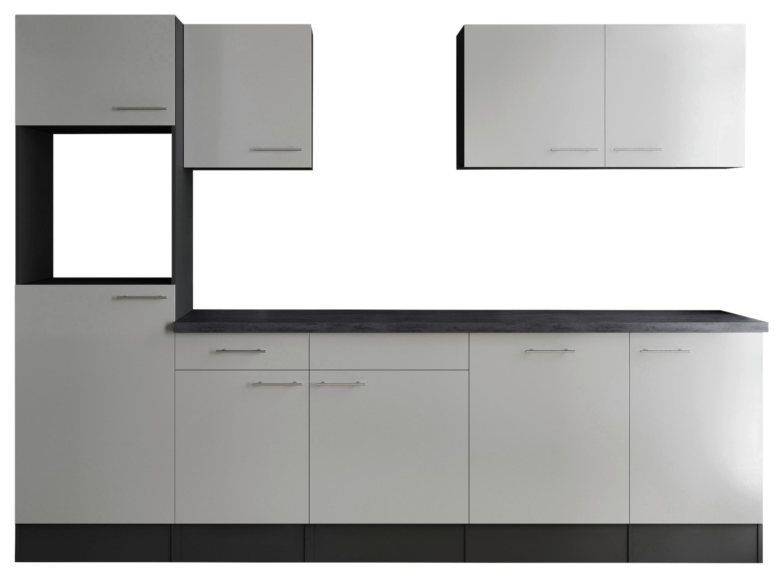 KÜCHENLEERBLOCK 280 cm   in Grau, Weiß  - Silberfarben/Weiß, Design, Holzwerkstoff/Metall (280cm) - Respekta