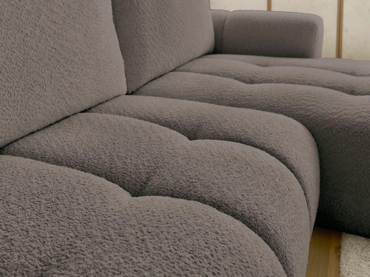 ECKSCHLAFSOFA FUJI Bouclé Taupe  inkl.  - Taupe/Schwarz, MODERN, Kunststoff/Textil (292/160cm)