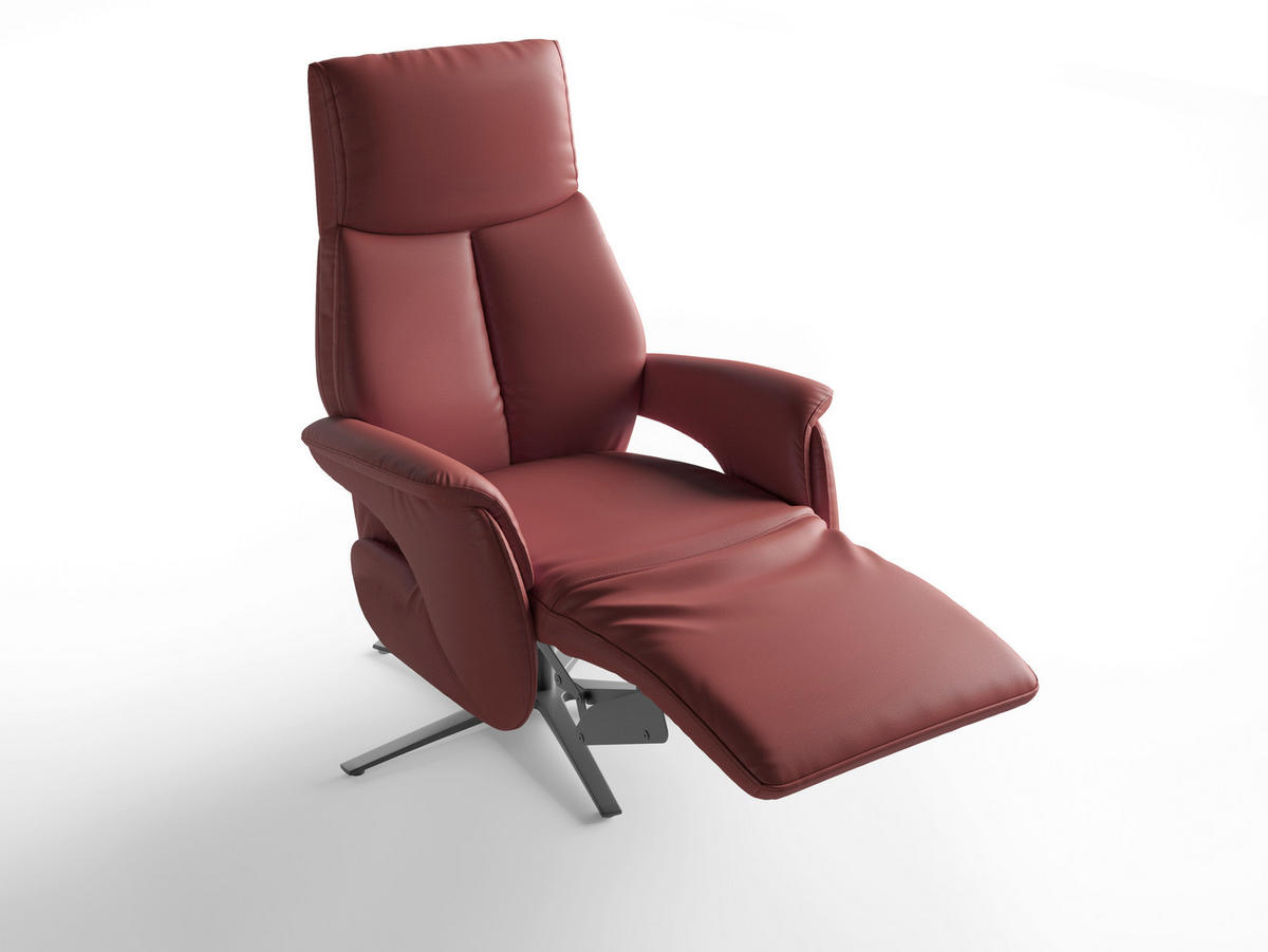RELAXSESSEL Leder Rotbraun  - Rotbraun/Schwarz, Basics, Leder/Metall (75/110/85cm) - Sit & More