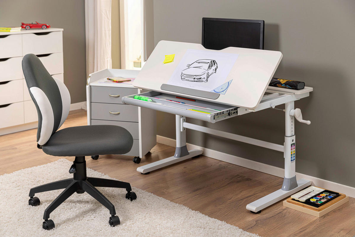 JUGENDSCHREIBTISCH  in Weiss  - Weiss, Modern, Holzwerkstoff/Metall (100/76/60cm) - MID.YOU