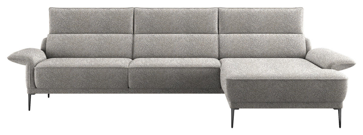 ECKSOFA in Bouclé Hellgrau  - Hellgrau/Schwarz, Design, Textil/Metall (330/186cm) - Johann Jakob