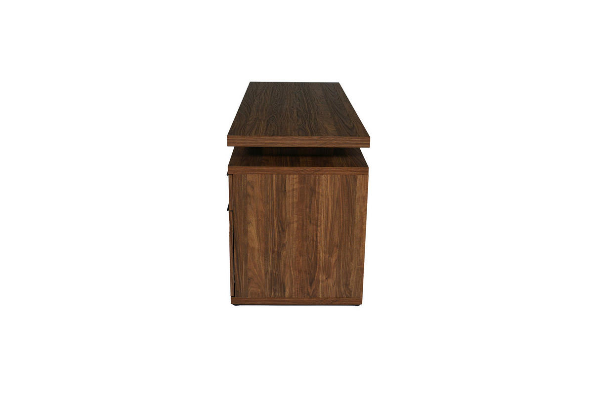 SCHREIBTISCH 141,8/74/55 cm Walnussfarben  - Walnussfarben/Schwarz, Design, Glas/Holzwerkstoff (141,8/74/55cm) - MID.YOU