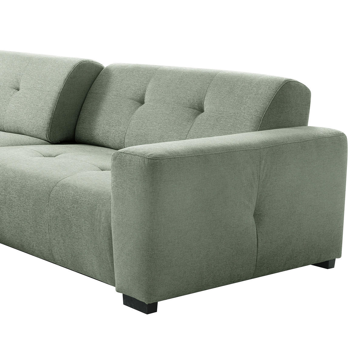 ECKSOFA AUSTIN Salbeigrün Flachgewebe Sitztiefenverstellung  - Salbeigrün/Schwarz, Design, Kunststoff/Textil (169/286cm) - Livetastic