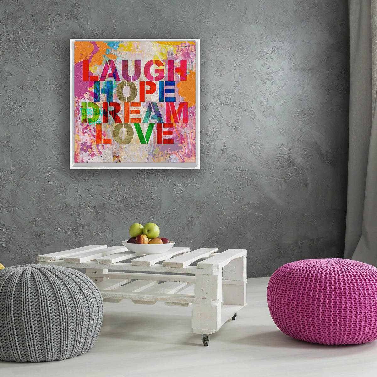 KUNSTDRUCK Text 40/40 cm  - Pink/Grün, Trend, Holz/Kunststoff (40/40cm) - Monee