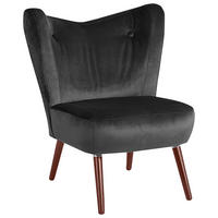 SESSEL in Samt, Velours Anthrazit  - Anthrazit/Nussbaumfarben, Design, Holz/Holzwerkstoff (70/86/69cm) - Max Winzer
