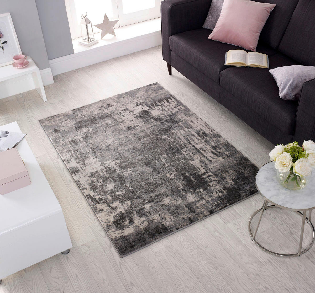 Teppich gewebt rechteckig 170x120 cm Grau