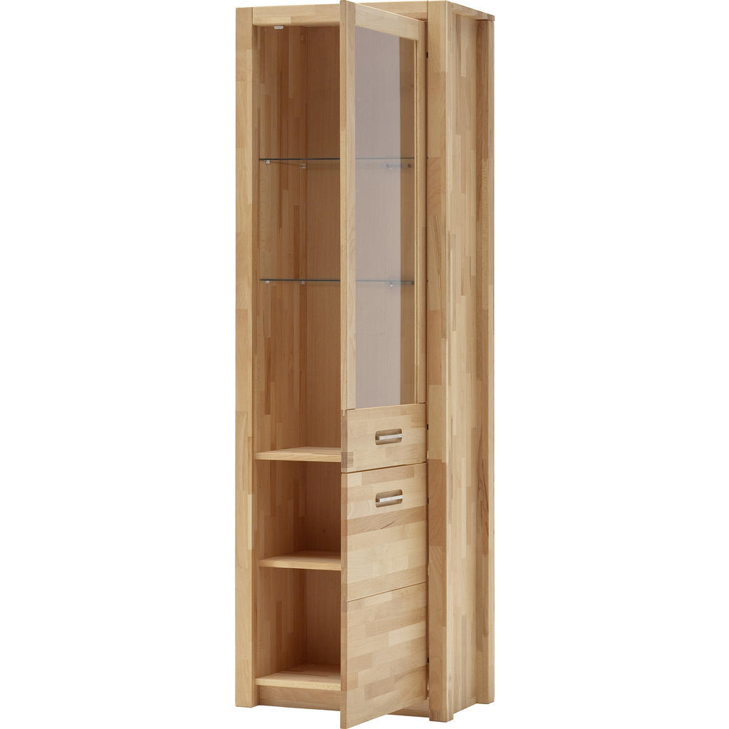 Thumbnail - Mid.you Vitrine, Buche, Glas, Holz, Kernbuche, massiv, 4 Fächer, 66x203x40 cm, Beimöbel erhältlich, Holzmöbel, Holzschrä...
