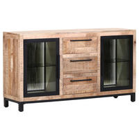 ŠIROKÁ KOMODA, mangové drevo, prírodná farba, čierna, 145/80/43 cm - čierna/prírodná farba, Modern, kov/drevo (145/80/43cm) - Livetastic