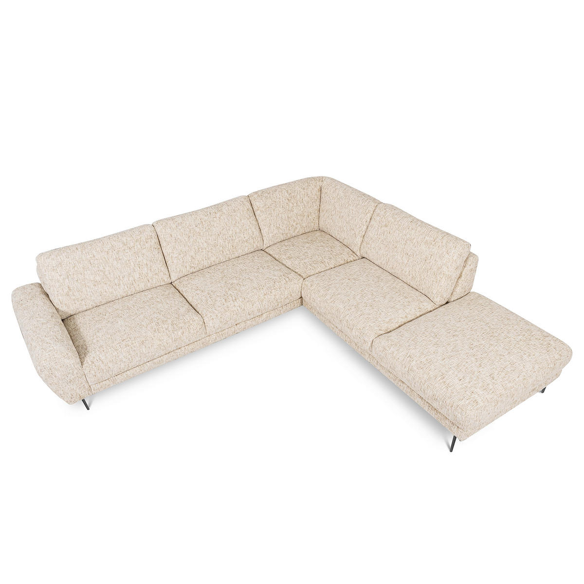 ECKSOFA SPRING Beige Webstoff Zierkissen  - Beige/Schwarz, Design, Textil/Metall (273/250cm) - Livetastic