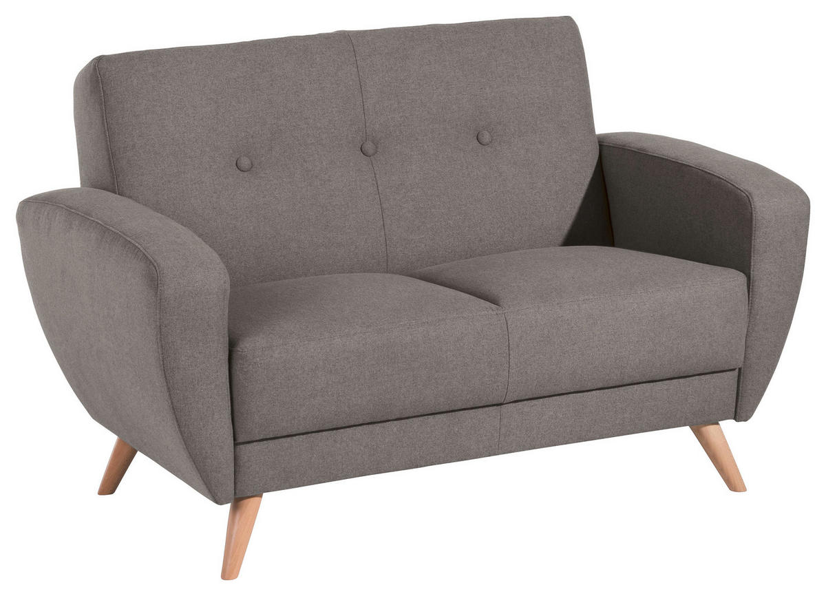 2-SITZER-SOFA in Samt, Velours Grau  - Naturfarben/Grau, Design, Holz/Textil (136/85/82cm) - Max Winzer