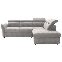 ECKSOFA in Mikrofaser Hellgrau  254/224 cm  - Hellgrau/Schwarz, Design, Kunststoff/Textil (254/224cm) - Stylife