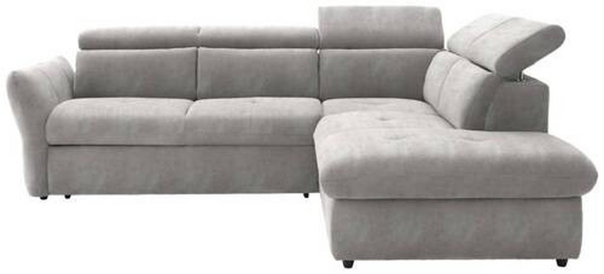 ECKSOFA in Mikrofaser Hellgrau  254/224 cm  - Hellgrau/Schwarz, Design, Kunststoff/Textil (254/224cm) - Stylife