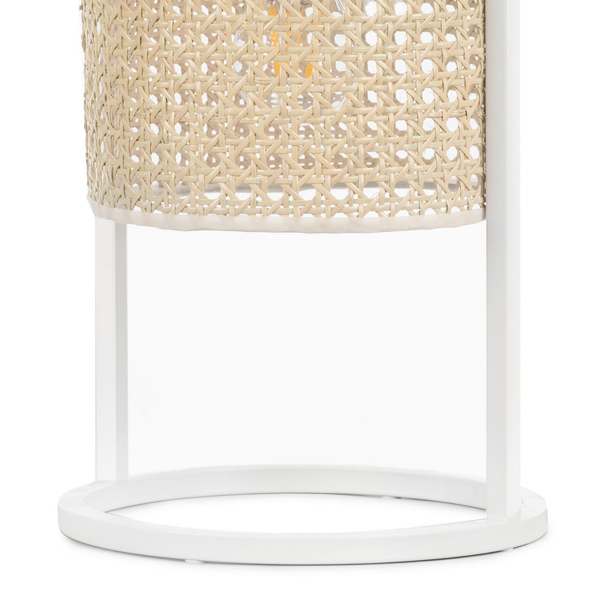 TISCHLEUCHTE 22/36 cm   - Weiß Hochglanz/Braun, Basics, Kunststoff/Textil (22/36cm)