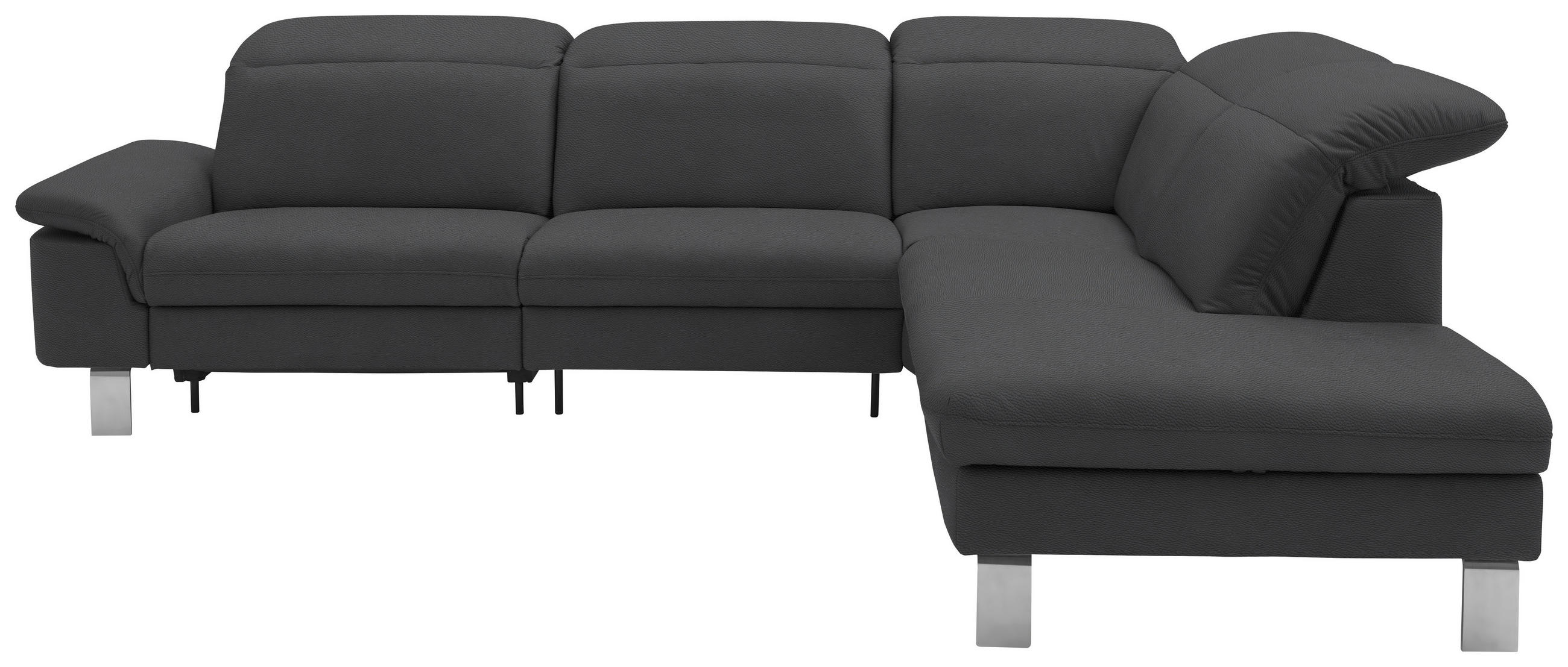 ECKSOFA in Echtleder Grau  309/233 cm  - Edelstahlfarben/Grau, Design, Leder/Metall (309/233cm) - Dieter Knoll