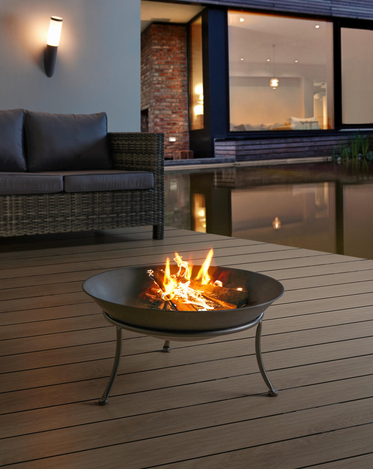 FEUERSCHALE - Schwarz, LIFESTYLE, Metall (47/23cm)