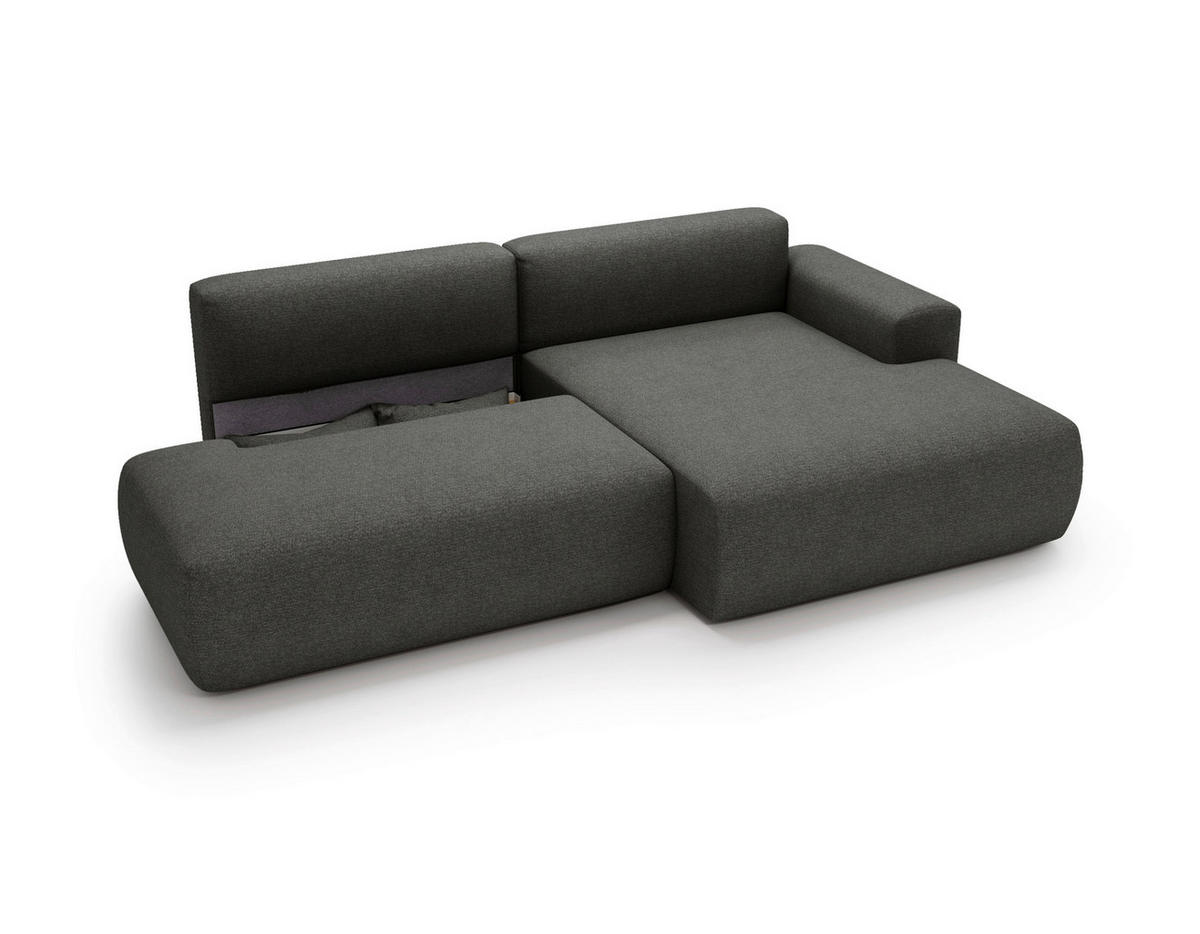 ECKSOFA REVE in Chenille Grau  284/160 cm  - Schwarz/Grau, Design, Kunststoff/Textil (284/160cm) - Livetastic