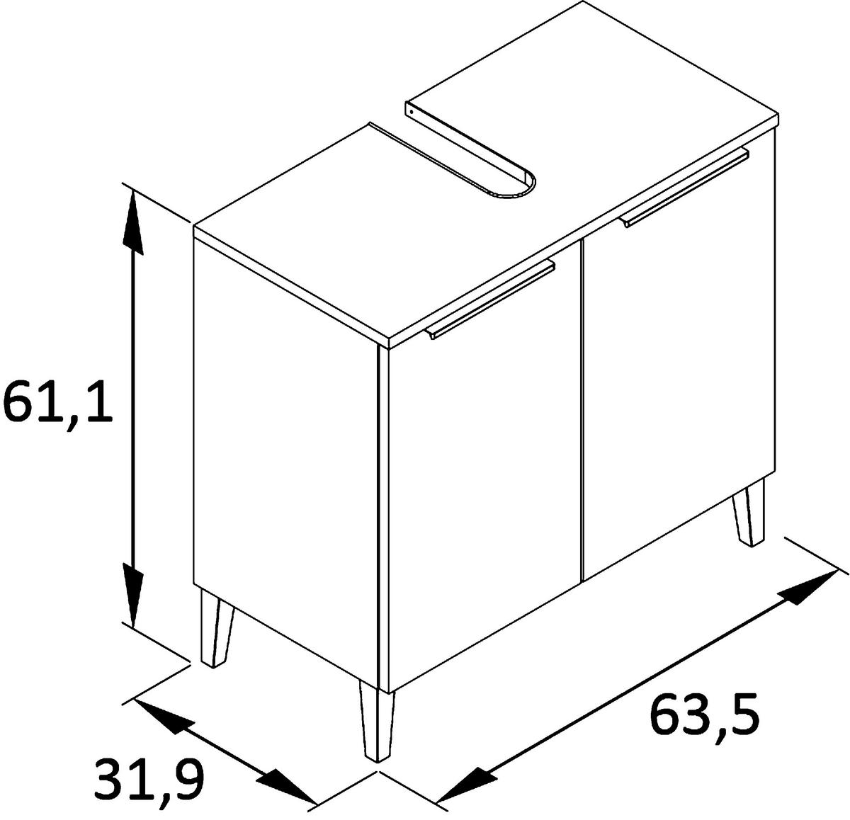 WASCHBECKENUNTERSCHRANK 63,5/61,1/31,9 cm  - Pastellgrün/Silberfarben, MODERN, Holzwerkstoff/Kunststoff (63,5/61,1/31,9cm) - Stylife