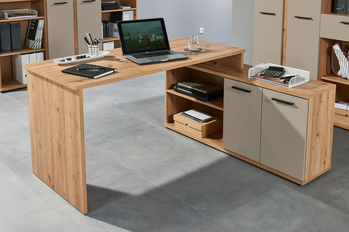SCHREIBTISCHKOMBINATION Kaschmir, Eiche Artisan  - Kaschmir/Eiche Artisan, MODERN, Holzwerkstoff (161/74/130cm) - MID.YOU