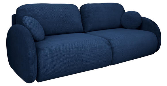 SCHLAFSOFA  mit Liegefunktion, Schlafen auf Sitzhöhe, Rücken echt Chenille Blau  - Blau/Schwarz, KONVENTIONELL, Kunststoff/Textil (222/90/100cm) - Carryhome