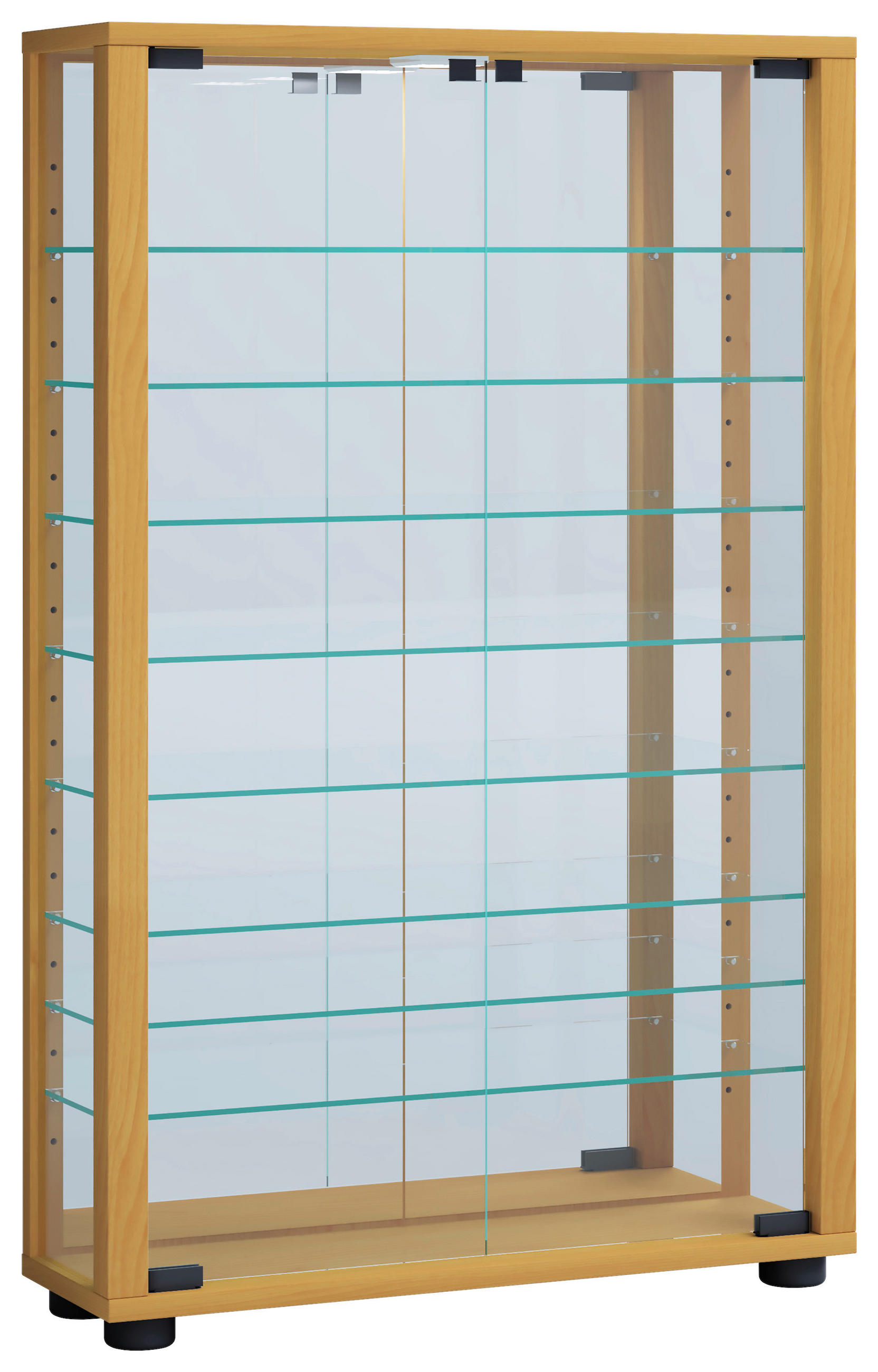 VÄGGHÄNGT VITRINSKÅP i bokfärgad   - bokfärgad/svart, Modern, trämaterial/glas (59/91,3/18cm) - MID.YOU