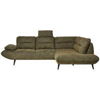 ECKSOFA  in Chenille Olivgrün  286/213 cm  - Schwarz/Olivgrün, Design, Textil/Metall (286/213cm) - Welnova