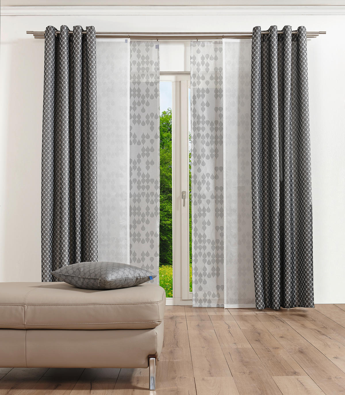 ZÁVES S OČKAMI, nepriehľadné, 140/250 cm - sivá, Design, textil (140/250cm) - Joop!